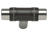 Zanzibar Collection Stainless Steel 1.9 In Black Leather Knob
