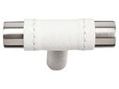 Zanzibar Collection Stainless Steel 1.9 In White Leather Knob