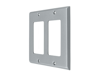 Double Rocker Switch Plate - Brushed Chrome
