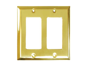 Double Rocker Switch Plate - Polished Brass