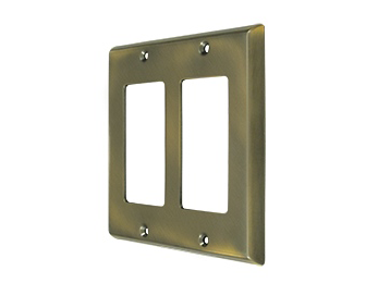 Double Rocker Switch Plate - Antique Brass