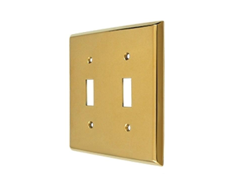 Double Toggle Standard Switch Plate - Unlacquered Brass