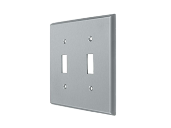 Double Toggle Standard Switch Plate - Brushed Chrome