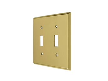 Double Toggle Standard Switch Plate - Polished Brass